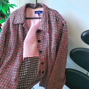 Pink Tweed Shirt Jacket (Shacket)